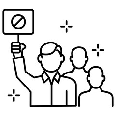 activist holding banner or placard and protesting activist Vector Icon Design, Presidential elections in United States Symbol on White background, Protesters people Concept, Peaceful protest march, 