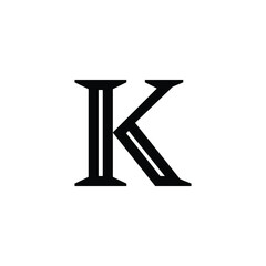 Logo Letter K Monogram in outline style.