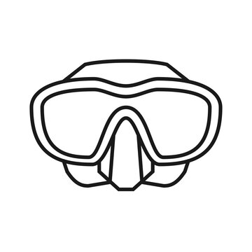 Scuba Diving Mask Goggles. Snorkeling Mask Icon. Equipment For Scuba Diving And Freediving. Isolated Vector Illustration On White Background. Editable Stroke