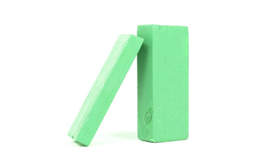 Vintage green building blocks isolated on white