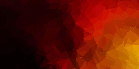 Dark red, yellow vector abstract triangle texture.