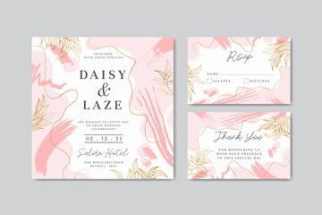 Elegant wedding invitation template card with abstract shapes
