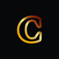 Modern logo letter C Monogram outline style in gold color