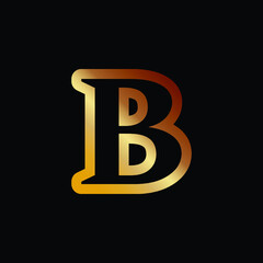 Modern logo letter B Monogram outline style in gold color