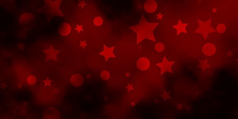 Dark Red vector template with circles, stars.