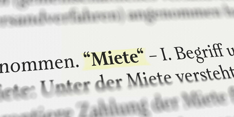 Miete im Buch mit Textmarker markiert