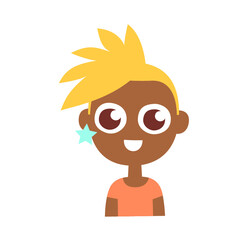 Girl, primitive cartoon flat style character emotions, isolated vector illustration