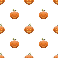 Pumpkin seamless pattern on a white background. Bright seamless food pattern. Suitable for packaging, backgrounds, cards and textiles.