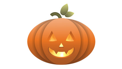 Realistic halloween pumpkin with fire inside. A plastic pumpkin with a scary face. Vector.