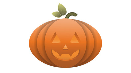 Realistic pumpkin for halloween isolated on white background. A plastic pumpkin with a scary face. Vector.