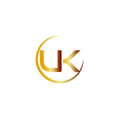 Gold Letter VK With Semi circle shape