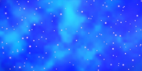 Light BLUE vector background with colorful stars.
