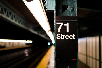 Street sign in subway