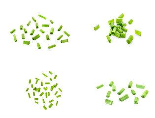 Chopped fresh green onions isolated on white background