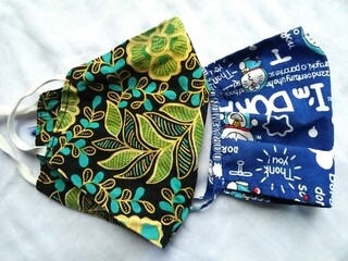 GRESIK CITY, EAST JAVA, INDONESIAN COUNTRY - October 27th, 2020: This photo was taken at noon, This is a photo of some colorful cloth masks.