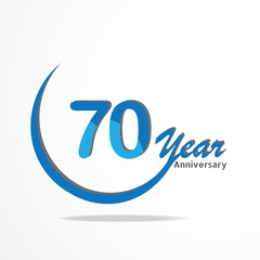 70 years anniversary celebration logo type blue and red colored, birthday logo on white background