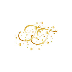 Letter TT With Gold dotted circle style effect.