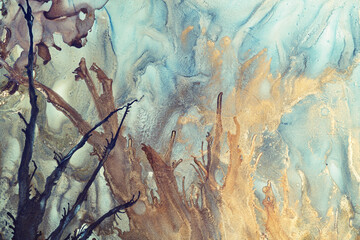 Fluid Art .Modern Abstract colorful background, wallpaper. Mixing acrylic paints. Marble texture. Alcohol ink colors  translucent © MBonnetti