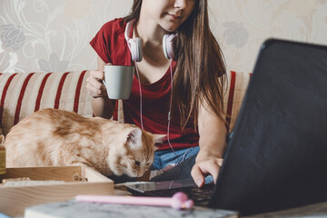 Work-life balance, Home office, work space, work from home, Flexible work hours concept. Young...