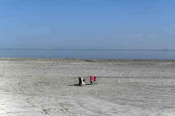 Bombay Beach and the Southern California Salton Sea Landscape in California, United States. Salton Sea Endorheic Rift Lake.