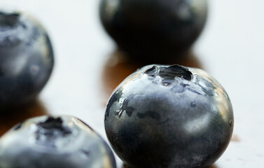 Juicy organic blueberries . High quality macro photo of fresh blueberries.