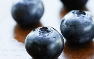 Juicy organic blueberries . High quality macro photo of fresh blueberries.