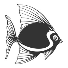 Hand drawn vector of exotic fish, isolated on white background.