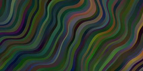 Dark Green, Red vector background with bent lines.