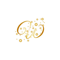 Letter W With Gold dotted circle style effect.