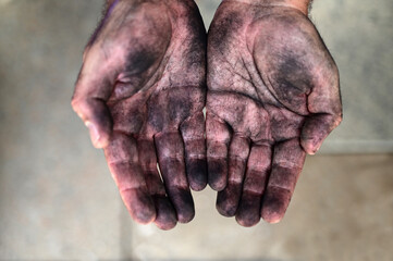 Fototapeta premium Adult man beggar hands