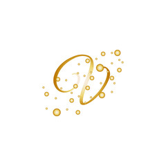 Letter V With Gold dotted circle style effect.