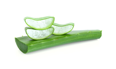 Aloe vera slice on white background