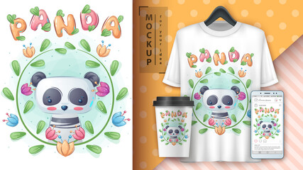 Panda in flower - poster and merchandising.