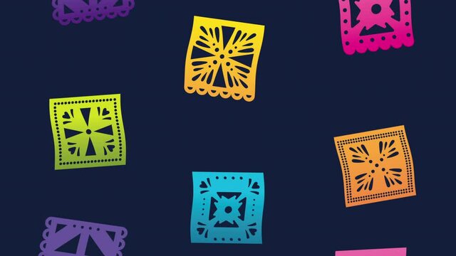 dia de los muertos animation with garlands colors pattern