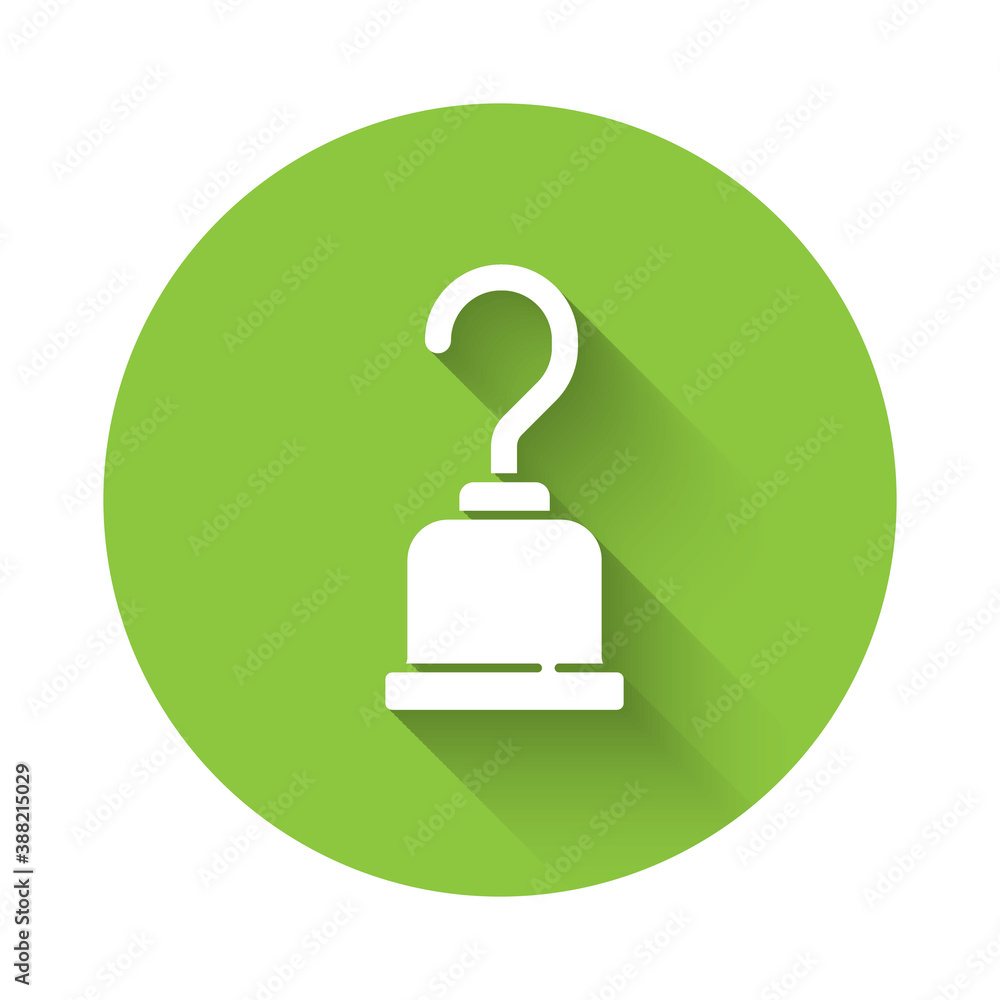 Poster white pirate hook icon isolated with long shadow. green circle button. vector.