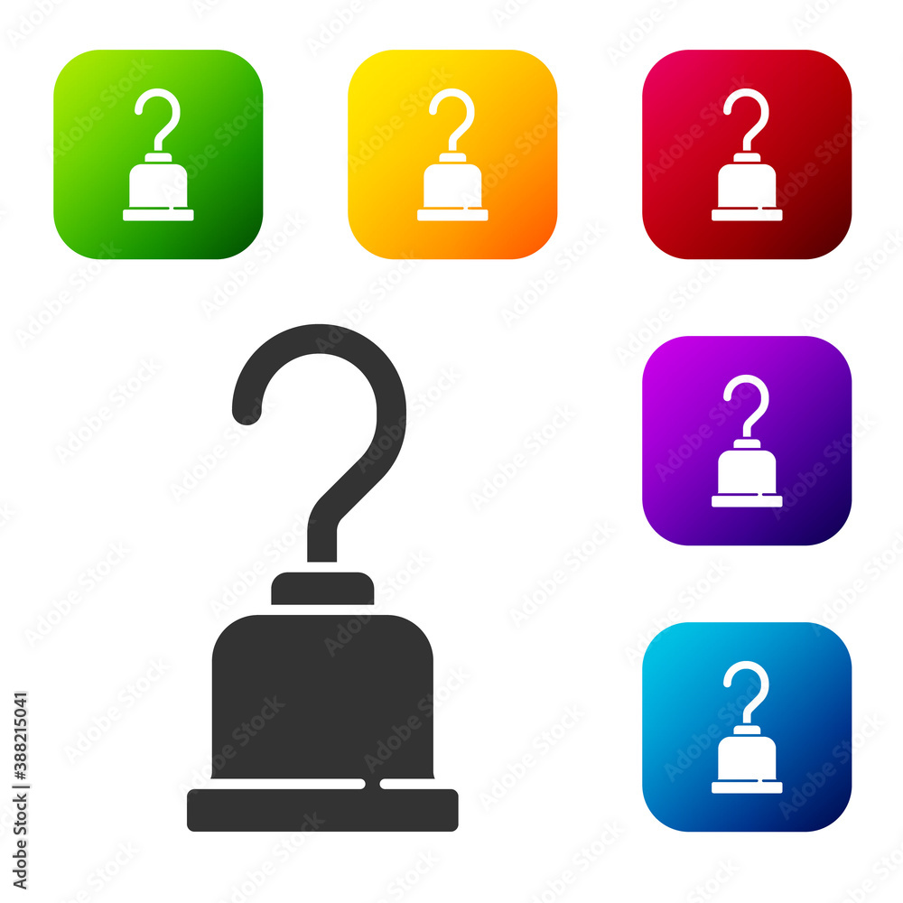 Poster black pirate hook icon isolated on white background. set icons in color square buttons. vector.