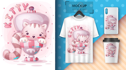 Cat in the toilet - poster and merchandising.