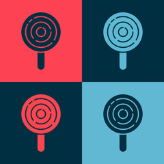 Pop art Lollipop icon isolated on color background. Candy sign. Food, delicious symbol. Vector.