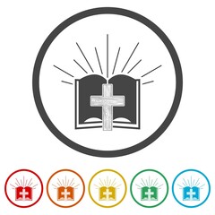 Obraz premium Creative Bible icon for web design, color set