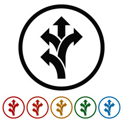 Way direction arrows ring icon, color set