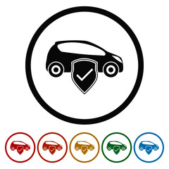 Car insurance ring icon, color set