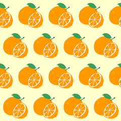 Pattern orange lies with a leaf, half an orange