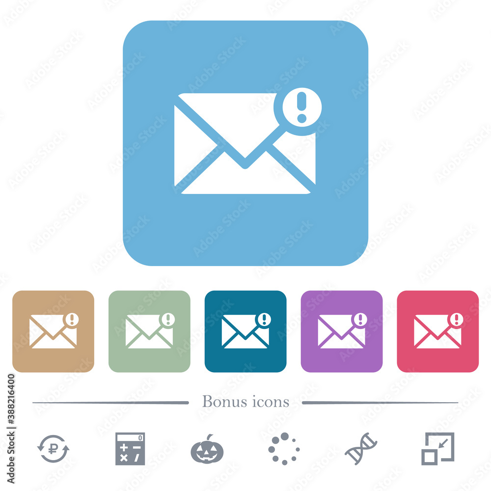Poster important message flat icons on color rounded square backgrounds