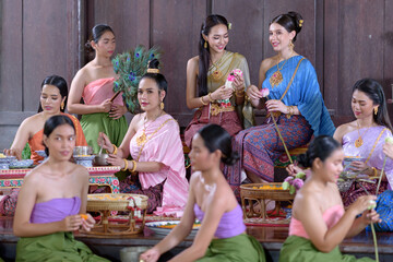 Portrait Thai model in Thai period costume