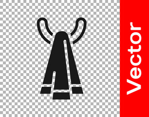 Black Towel on a hanger icon isolated on transparent background. Bathroom towel icon. Vector.