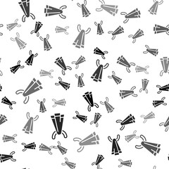 Black Towel on a hanger icon isolated seamless pattern on white background. Bathroom towel icon. Vector.