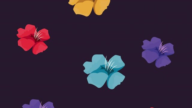 dia de los muertos animation with exotic flowers pattern