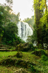 Khlong Lan Waterfall is a large waterfall with water flowing down from the cliff, 100 meters high,...
