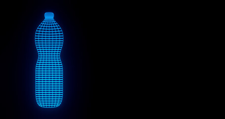 Render with blue mesh bottle on black background