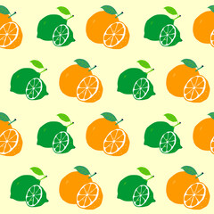 Pattern green lime and orange lies with half isolated